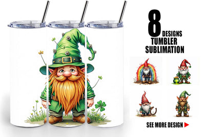 Tumbler Surreal Shamrock Grunge St. Patrick's Trashcore Gnome Sublimation artnoy 