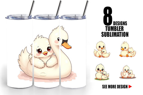 Tumbler Swan Mother's Day Sublimation artnoy 