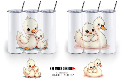 Tumbler Swan Mother's Day Sublimation artnoy 