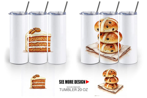 Tumbler Sweet Easter Treats and Desserts Watercolor Sublimation artnoy 