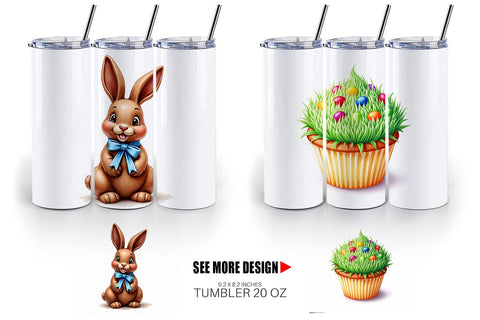 Tumbler Sweet Easter Treats and Desserts Watercolor Sublimation artnoy 