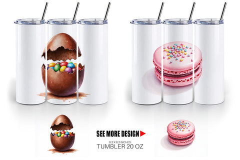 Tumbler Sweet Easter Treats and Desserts Watercolor Sublimation artnoy 
