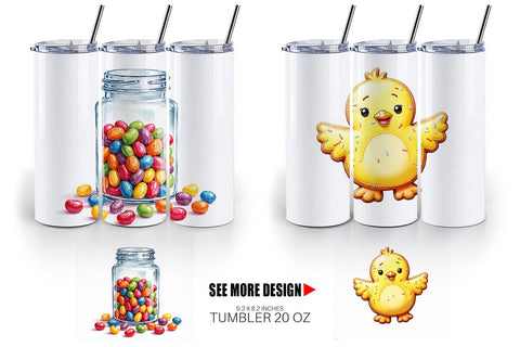 Tumbler Sweet Easter Treats and Desserts Watercolor Sublimation artnoy 