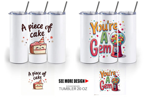 Tumbler Sweet Nostalgia Retro Kawaii Dessert Quote Sublimation artnoy 