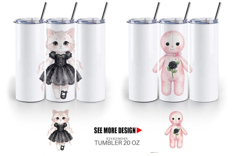 Tumbler Sweet Pastel Goth Plushies Sublimation artnoy 