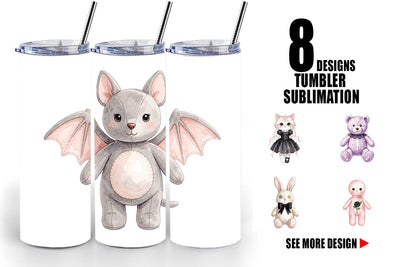 Tumbler Sweet Pastel Goth Plushies Sublimation artnoy 