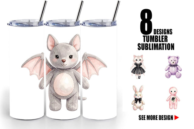 Tumbler Sweet Pastel Goth Plushies Sublimation artnoy 