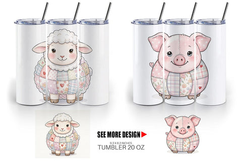Tumbler Sweet Picnic Patchwork Watercolor Sublimation artnoy 
