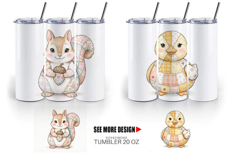 Tumbler Sweet Picnic Patchwork Watercolor Sublimation artnoy 