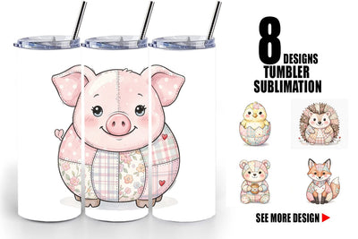 Tumbler Sweet Picnic Patchwork Watercolor Sublimation artnoy 