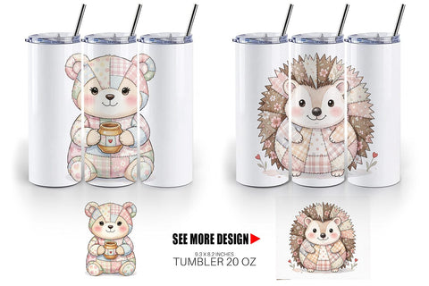 Tumbler Sweet Picnic Patchwork Watercolor Sublimation artnoy 