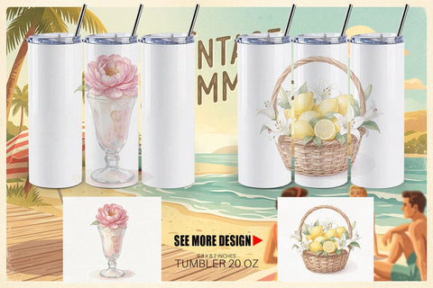 Tumbler Sweet Summer Treats Soft Watercolor Sublimation artnoy 