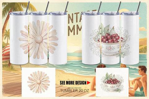 Tumbler Sweet Summer Treats Soft Watercolor Sublimation artnoy 