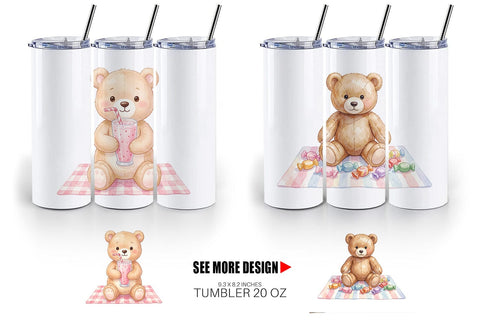 Tumbler Sweet Treats Teddy Bear Sublimation artnoy 