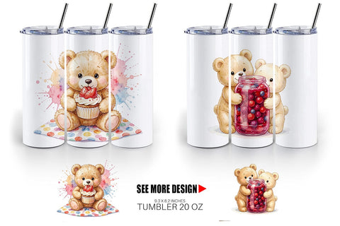 Tumbler Sweet Treats Teddy Bear Sublimation artnoy 