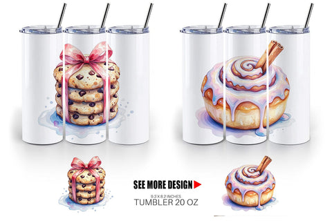 Tumbler Sweet Watercolor Cakes & Pies Sublimation artnoy 