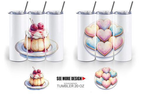 Tumbler Sweet Watercolor Cakes & Pies Sublimation artnoy 