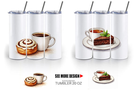 Tumbler Sweet Winter Treats & Coffee Watercolor Sublimation artnoy 