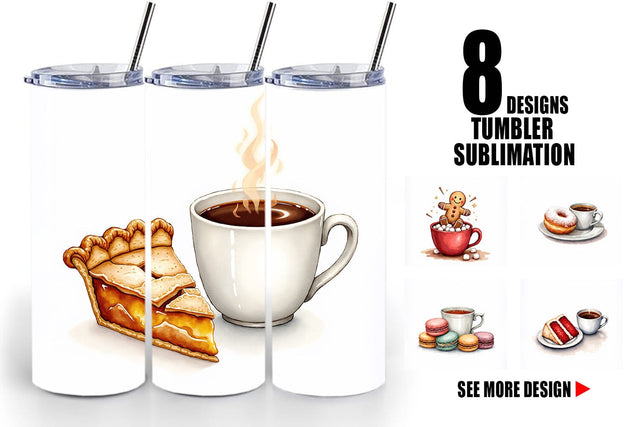 Tumbler Sweet Winter Treats & Coffee Watercolor Sublimation artnoy 
