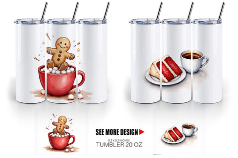 Tumbler Sweet Winter Treats & Coffee Watercolor Sublimation artnoy 