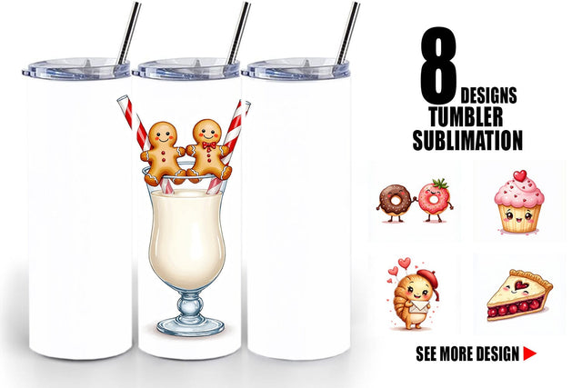 Tumbler Sweetheart Cafe Valentine Watercolor Treats Sublimation artnoy 