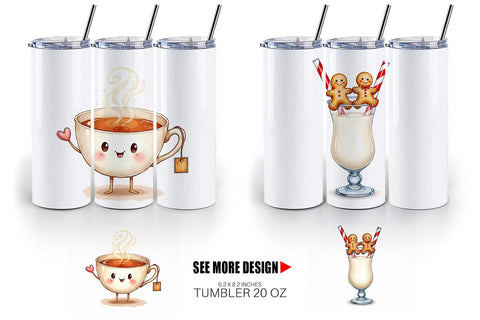 Tumbler Sweetheart Cafe Valentine Watercolor Treats Sublimation artnoy 