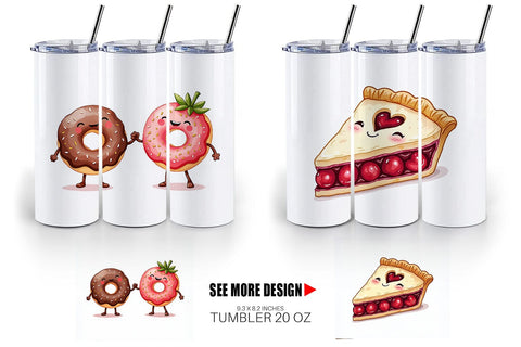 Tumbler Sweetheart Cafe Valentine Watercolor Treats Sublimation artnoy 