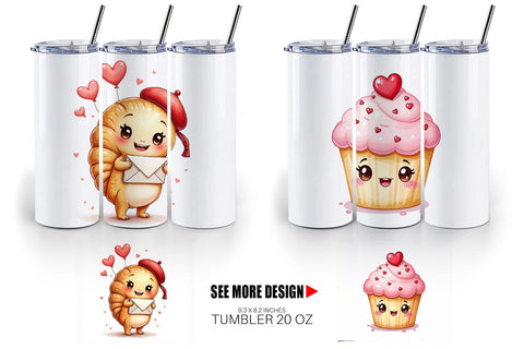 Tumbler Sweetheart Cafe Valentine Watercolor Treats Sublimation artnoy 