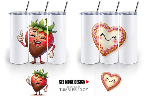 Tumbler Sweetheart Cafe Valentine Watercolor Treats Sublimation artnoy 