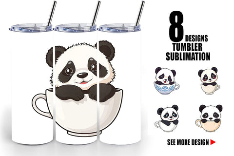 Tumbler Teacup Panda Sublimation artnoy 