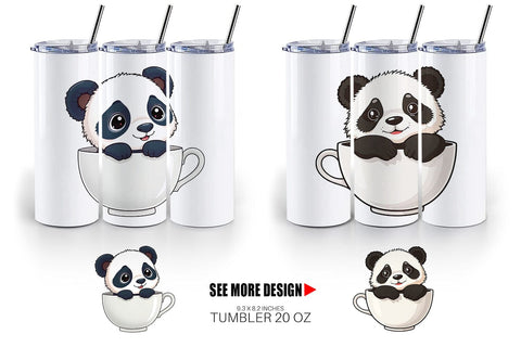 Tumbler Teacup Panda Sublimation artnoy 