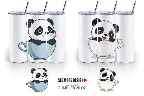Tumbler Teacup Panda Sublimation artnoy 