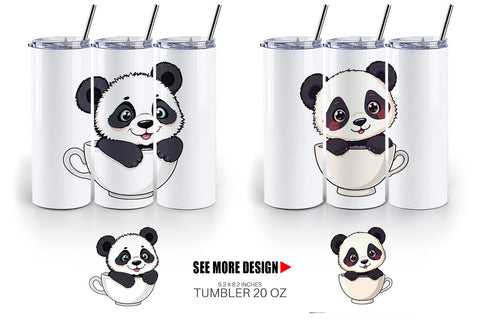 Tumbler Teacup Panda Sublimation artnoy 