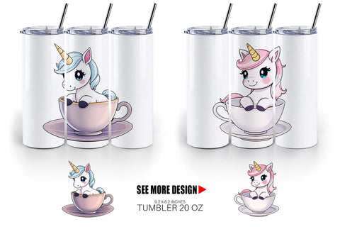 Tumbler Teacup Unicorn Sublimation artnoy 