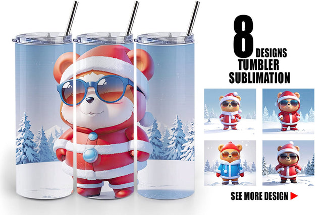 Tumbler Teddy Bear Christmas Sublimation artnoy 