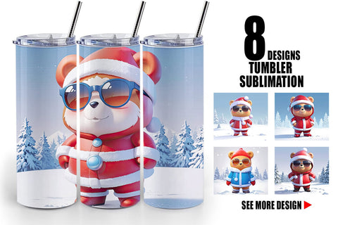 Tumbler Teddy Bear Christmas Sublimation artnoy 