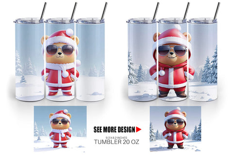Tumbler Teddy Bear Christmas Sublimation artnoy 