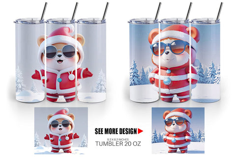Tumbler Teddy Bear Christmas Sublimation artnoy 