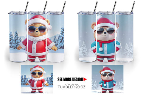 Tumbler Teddy Bear Christmas Sublimation artnoy 