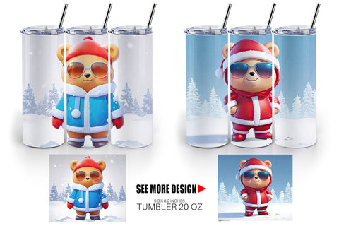 Tumbler Teddy Bear Christmas Sublimation artnoy 