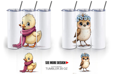 Tumbler The Awkward Aviary Quirky Hand-Drawn Bird Sublimation artnoy 