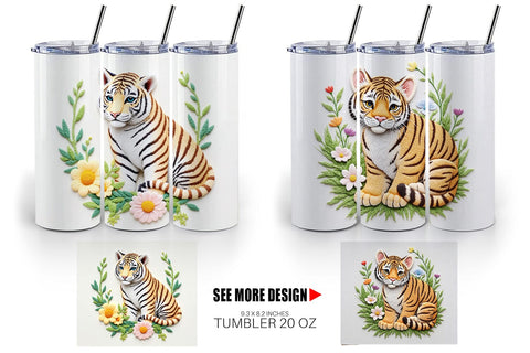 Tumbler Tiger Embroidery Sublimation artnoy 