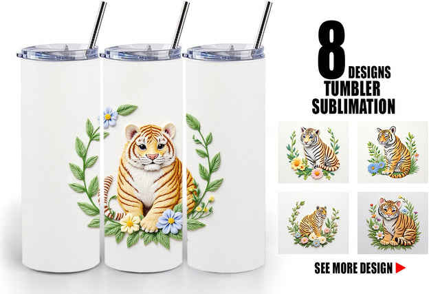 Tumbler Tiger Embroidery Sublimation artnoy 