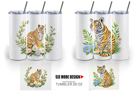 Tumbler Tiger Embroidery Sublimation artnoy 