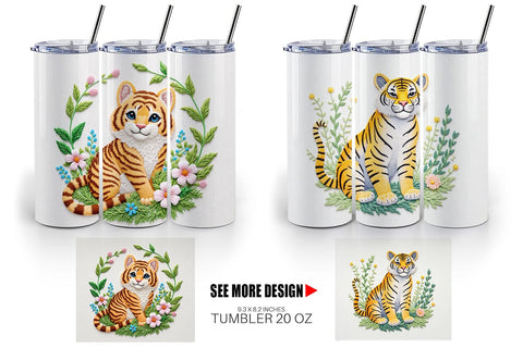Tumbler Tiger Embroidery Sublimation artnoy 
