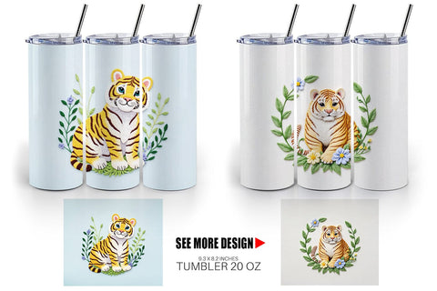 Tumbler Tiger Embroidery Sublimation artnoy 