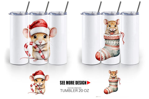 Tumbler Tiny Christmas Mice Sublimation artnoy 