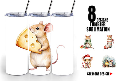 Tumbler Tiny Christmas Mice Sublimation artnoy 