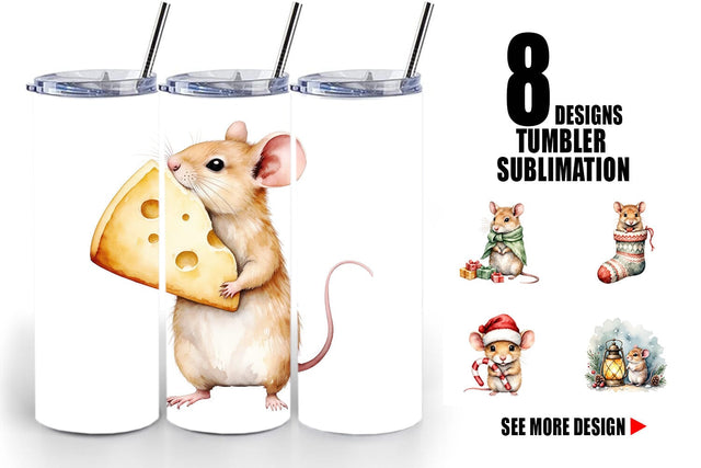 Tumbler Tiny Christmas Mice Sublimation artnoy 