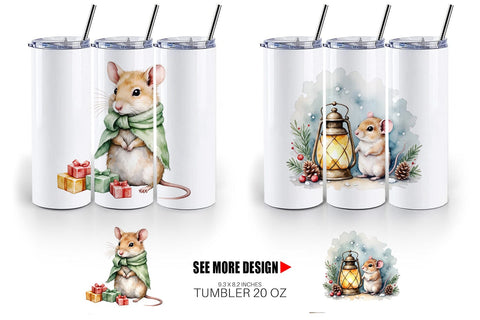 Tumbler Tiny Christmas Mice Sublimation artnoy 